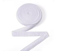 Crafans Borla de algodón blanco de 12,5 m, ribete de encaje, ribete de costura, ribete de fibra de encaje, flecos bordados de 27-30 mm para decoración del hogar, cortinas y mantas