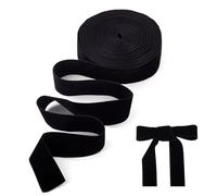 Crafans Cintas de terciopelo negro de 39 mm de ancho, cintas de terciopelo de doble cara para hacer lazos, cinta vintage para manualidades, envoltura de regalos, gargantillas, lazos para el pelo