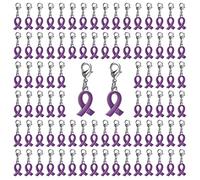 CRAFFANCY 100 Colgante de Cinta Morado, Colgante de Cinta Púrpura Lazo con Hebilla de Langosta de Concienciación Violencia Doméstica y Alzheimer Cáncer Accesorios Decorativos para Eventos Benéficos