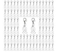 CRAFFANCY 100 colgantes de cinta blanca con cierres, cinta de aleación para concienciación sobre el cáncer de pulmón para hacer joyas, Metal