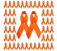 CRAFFANCY 100 pines de satén de cinta naranja, pines para el cáncer de riñón con etiqueta de metal, pistola de esclerosis múltiple, broche de cinta de concienciación sobre la leucemia