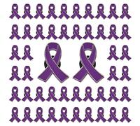 CRAFFANCY 50 Pin de Cinta Morada,Lazo Morado Pins Broche Insignia con Tapón de Silicona Violencia Doméstica Alzheimer Cáncer Accesorios Decorativos para Actividades Benéficas