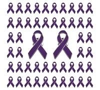 CRAFFANCY 50 Pines de Cinta púrpura con Borde Plateado, Violencia doméstica, Lupus, Alzheimer, alfiler de Conciencia del cáncer de páncreas