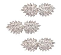 CRAFFANCY Cierre de capa, 3 pares de clips plateados con diamantes de imitación vintage, ganchos para coser y ojos, clips de cárdigan para ropa, suéter, chal