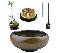CRAFFANCY Kit de arreglo de flores, maceta de cerámica de arcilla morada con 5 cm de Kenzan Flower Frog Pottery Floral Arreglar Pin Aguja titular para decoración del hogar