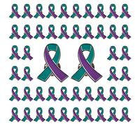 CRAFFANCY Pin de Cinta de concienciación púrpura y Verde Azulado, 50 Insignias de Cinta para prevenir el Suicidio para Actividades de beneficio público, Accesorios para Hombres y Mujeres