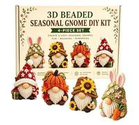 Craft Beads - Creative 3D Gnome Handcraft Set, Features Color Coded High Definition Step By Step Visual Instructions, Includes Reusable Lock Storage Organizer Trays Against Spills, Explains Three