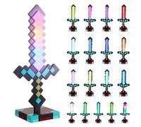 Craft - Espada de diamante para niños, 17 colores, espada de luz recargable para niños, espada de juego minero con base extraíble, 2 en 1, luces LED para niños, regalos, cosplay, habitación y