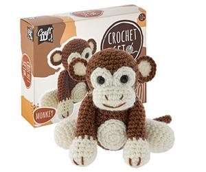 Craft ID Crochet Kit | Kit Amigurumi | Mono | Peluches Bebé Animales | Kit de Ganchillo para Con experiencia | Set de Agujas Crochet para Niños y Adultos