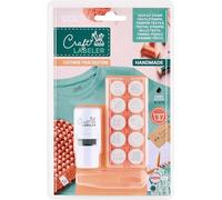 Craft Labeler R17 - Juego de sellos para tela, 10 diseños intercambiables, impresión redonda, 17 mm, color lavable a máquina hasta 90 °C