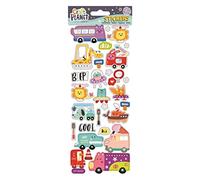 Craft Planet Divertidas pegatinas coloridas: Happy Transport son los adornos ideales para álbumes de recortes y hacer libros, regalos y productos personalizados