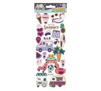 Craft Planet Divertidas pegatinas coloridas: Hello Summer son los adornos ideales para álbumes de recortes y hacer libros, regalos y productos personalizados