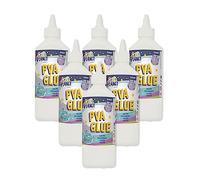 Craft Planet - Paquete de 6 unidades de 0,5 litros - Pegamento multiusos blanco fuerte y pegajoso de PVA para arte infantil, manualidades infantiles, suministros escolares, carpintería, proyectos en