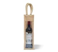 CRAFT Queen LTD Bolsa de vino con ventana de arpillera: bolsa de yute con cordones, bolsa de regalo para vino, bolsa ideal para cumpleaños, bodas, fiestas, Navidad, beige, 1 Window, 1 ventana