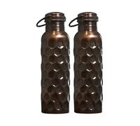 Craft Trade - Botella de agua de cobre 100% puro 950 ml, inspirada en Ayurveda para beber, acabado artesanal en nido de abeja con estuche de yute, aumenta la inmunidad y la digestión, a prueba de