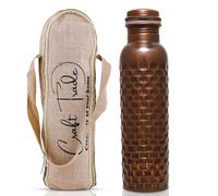 Craft Trade Botella de agua de cobre martillado a prueba de fugas de 34 oz, olla de cobre india ayurvédica sin costuras que promueve la salud, agua potable de 950 ml