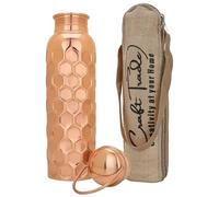 Craft Trade Botella de Agua de Cobre Puro a Prueba de Fugas - Estructura de Panal Antigua, Tarro Ayurvédico Menos Indio de 32 oz