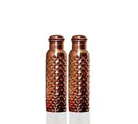Craft Trade Juego de 2 botellas de cobre puro con tapa y bolsa de transporte para agua potable, sin BPA, a prueba de fugas, aumenta la inmunidad y la salud hepática, inspirada en Ayurveda, 34 onzas, 1