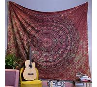 Craft Trade Mandala Naranja Tapiz de Pared Indio Paño de Pared Tapestry Bohemia Colgante de Pared Tapices para Hogar Sala de Estar y Dormitorio- 213 x 228 cm