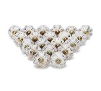 Craft Trade Perillas para cajones de gabinete, manija de cerámica para gabinetes de cocina, gabinetes, herrajes para muebles, cajones, manija rústica con acabado antiguo (20, Dorado)