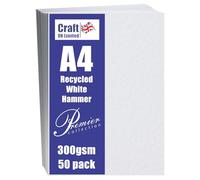 Craft UK 2391 - Cartulinas martilladas recicladas (tamaño A4, 300 g/m², 50 hojas), color blanco