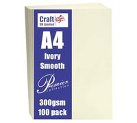 Craft UK A4 Ivory Card, Cartón, Crema, 29.6 x 21 x 0.1 cm (CUKW120)