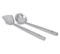 Craft Wok s/s 732W326 - Juego de cucharón y espátula (volteador) de acero inoxidable con asas de acero inoxidable para woks asiáticos chinos tradicionales