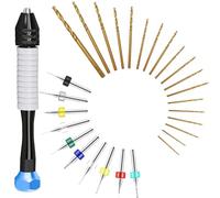 CRAFT911 DYI - Juego de brocas de mano, manual de tornillo de banco, juego de microbrocas pequeñas, kit de taladro de joyería, mini brocas de PCB para cuentas de resina, arcilla polimérica, taladro