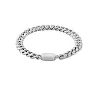 CRAFTD Pulsera de cadena de plata cubana para hombre, hecha de rodio y acero inoxidable 316L, duradera, resistente al calor y al agua, resistente al sudor, joyería de plata para hombres, tamaño de
