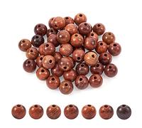 Craftdady 100 Cuentas de Madera Sin Teñir de 10 mm - Redondas de Siena, Espaciador Para Manualidades - Agujero de 1,5 mm