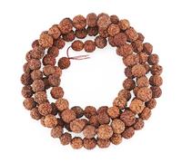 Craftdady 100 cuentas naturales sin teñir de Rudraksha auténticas del Himalaya, cuentas redondas auténticas de Japa Mala para collar de oración, meditación Puja