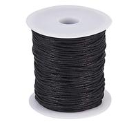 Craftdady 100 yardas de cuerda trenzada encerada negra de 1,5 mm de imitación de cuero con carrete para bricolaje collar pulsera fabricación de joyas