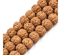 Craftdady 114 cuentas naturales sin teñir de Rudraksha auténticas del Himalaya, cuentas redondas auténticas de Japa Mala para collar de oración, meditación Puja