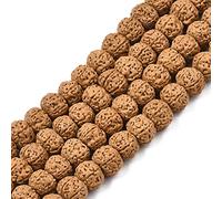 Craftdady 122 cuentas naturales sin teñir de rudraksha auténticas del Himalaya, cuentas redondas auténticas para rosario Japa Mala cuentas para oración collar Puja meditación