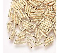 Craftdady 20 cuentas de columna de latón de oro de 18 quilates con textura de filigrana, cuentas de tubo largo doradas, cuentas espaciadoras sueltas de metal a granel para hacer joyas