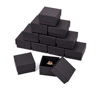 Craftdady 24 cajas de joyería de papel kraft negro con tapa de 5,1 x 5,1 cm, caja de regalo cuadrada de cartón con esponja en el interior para él, papá, novio, marido, día del padre