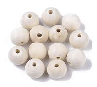 Craftdady 300 cuentas de madera de 20 mm naturales redondas de madera encerada, espaciador de madera, color blanco floral para decoración hecha a mano, joyería artesanía, 4 mm agujero grande