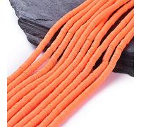 Craftdady 3800 cuentas de arcilla Heishi de 6 mm, hebras espaciadoras de arcilla polimérica, disco redondo plano para hacer collares, pulseras, joyas, color naranja y rojo