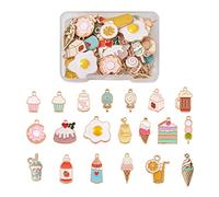 Craftdady 40 colgantes esmaltados con diseño de postre tartas, donut, leche, cerveza, helado, piruleta, colgantes para hacer collares y pulseras y manualidades