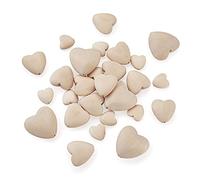 Craftdady 60 cuentas de corazón de madera natural sin terminar de 20 mm/30 mm/40 mm en blanco sin pintar cuentas espaciadoras sueltas de madera para joyería manualidades hacer decoración del hogar agujero: 2 mm