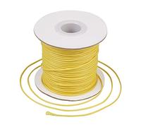Craftdady 85 Yardas/Rollo 1mm Cordón de Poliéster Encerado Kumihimo Hilo de Cuentas Cordón de Nudos Chinos Hilo Trenzado para Macramé Pulsera Fabricación de Joyas, Dorado