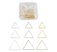 Craftdady 90 dijes triangulares en blanco con marco hueco de latón, biseles abiertos, conectores de anillos de conexión, 3 colores para manualidades de resina, fabricación de joyas