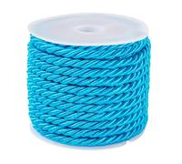 Craftdady Cordones trenzados de poliéster de 5 m, cuerdas decorativas, 3 mm, hechos a mano, cuerda trenzada, color azul, para hacer joyas, pulseras, cortinas, alzapaños, manualidades
