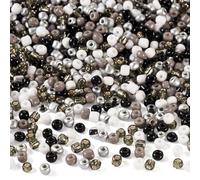 Craftdady Cuentas de semilla de cristal negro mixto de 4mm, espaciadores de cuentas de cristal checo pequeñas tipo pony, collar punky oscuro para hacer pulseras de abalorios DIY y joyería