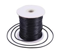 Craftdady Cuerda trenzada negra de 100 yardas de cuerda encerada de cuero sintético de poliéster de 2 mm para hacer collares, pulseras, joyas