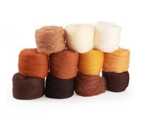 Craftdady Hilo de lana de fieltro de 55 g, hilo de lana de fibra natural, giratorio de fieltro giratorio, tinte marrón para hilados a mano, fieltro de lana, materiales de manualidades