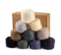 Craftdady Hilo de lana de fieltro de fibra natural de 50 g, hilado de fieltro giratorio, tinte gris para hilados a mano, fieltro de lana, materiales de manualidades, 45-100 mm