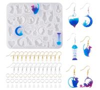 Craftdady Kit de fabricación de aretes en forma de gato, 100 mm, moldes de resina de espina de pez, moldes de fundición de corazón, color blanco para hacer joyas, aretes, manualidades, agujero: 1,5 mm