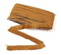 Craftdady Ribete de encaje de flecos de poliéster, 2.5 cm x 2.8 m, con flecos, de fibra, color dorado oscuro, para costura, colcha, lámpara, decoración de cortina
