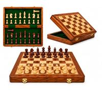 Crafted Chess Art - Juego de ajedrez magnético de madera de 12 pulgadas para adultos y niños con piezas hechas a mano, plegable, portátil, juego de ajedrez único de viaje para principiantes